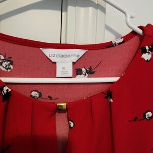Liz Claiborne Red Floral Blouse